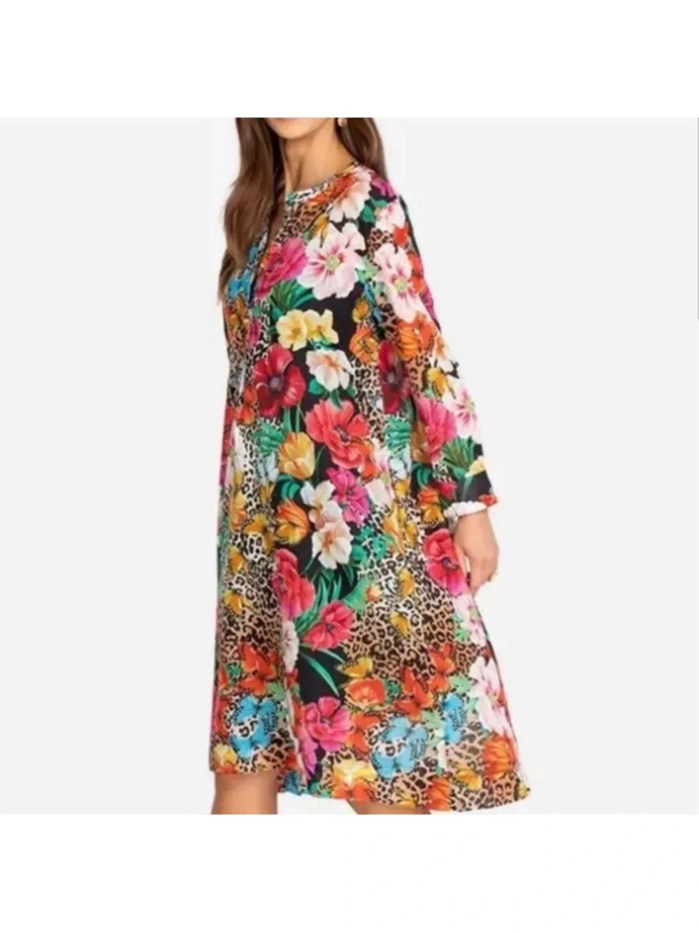 Johnny Was Sandra Dreamer Seaside A-line Dress Bird Flora Butterflies SZ L - Picture 4 of 9
